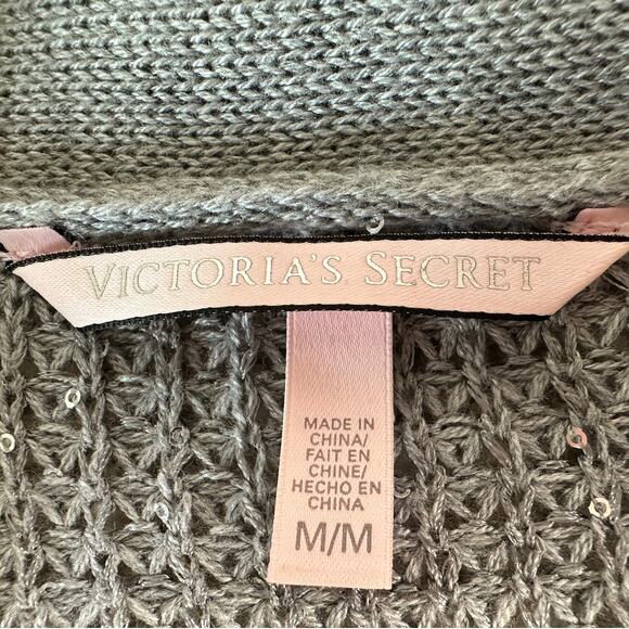Victorias Secret: Gray Sequined Knit Cardigan - Picture 2 of 4